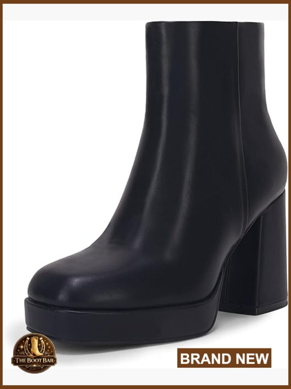 Chunky Platform Ankle Booties Square Toe Side Zipper Punk Boots